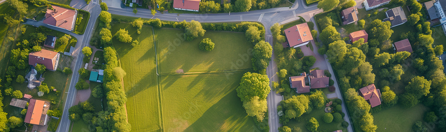 Aerial view of residential area